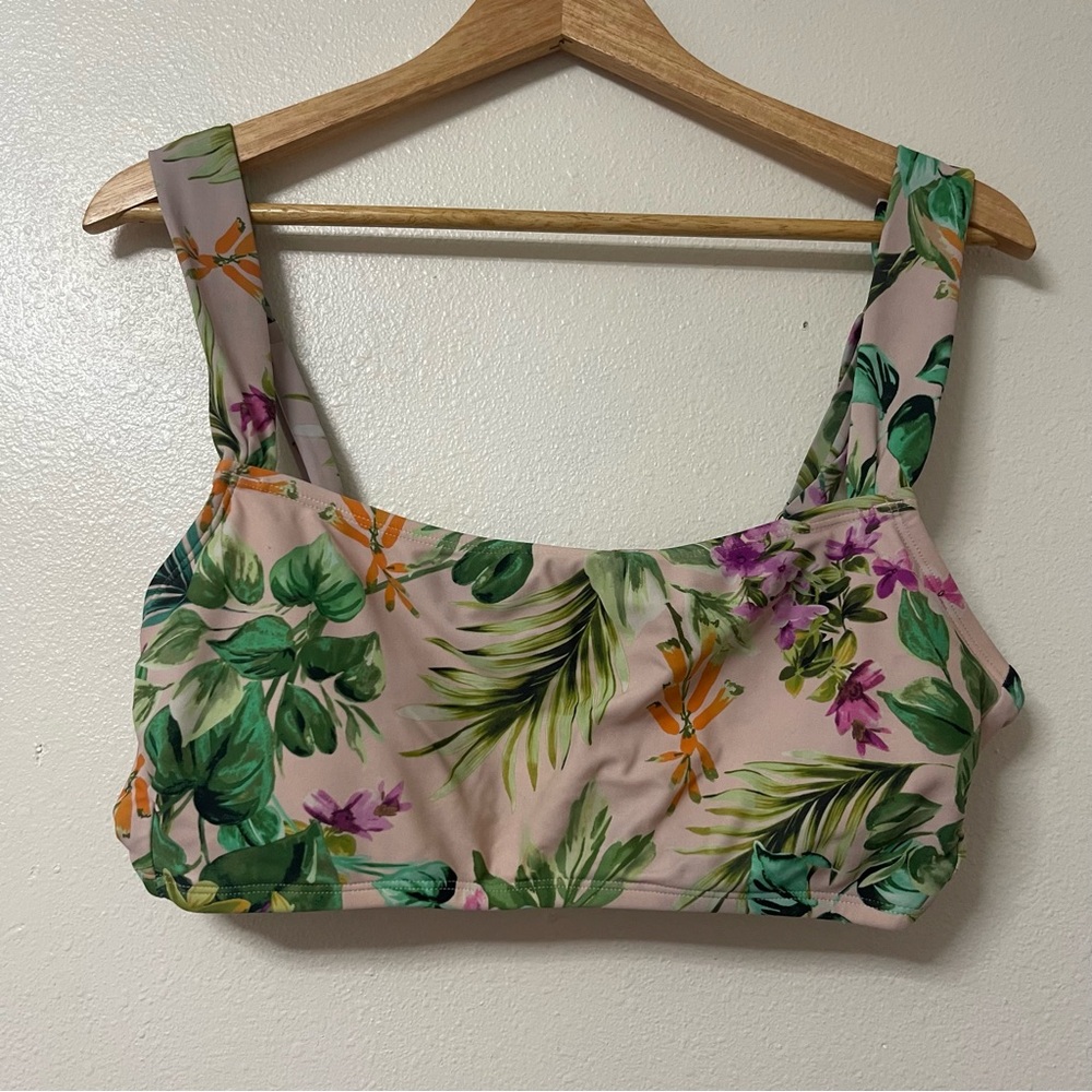 Kona Sol Floral Print Padded Bikini Top Swimsuit XL